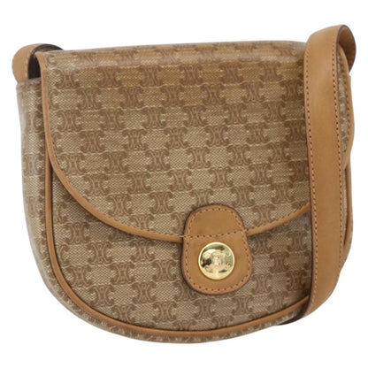 Celine Vintage Macadam Shoulder Bag Canvas, BEIGE, PVC, Shoulder bag