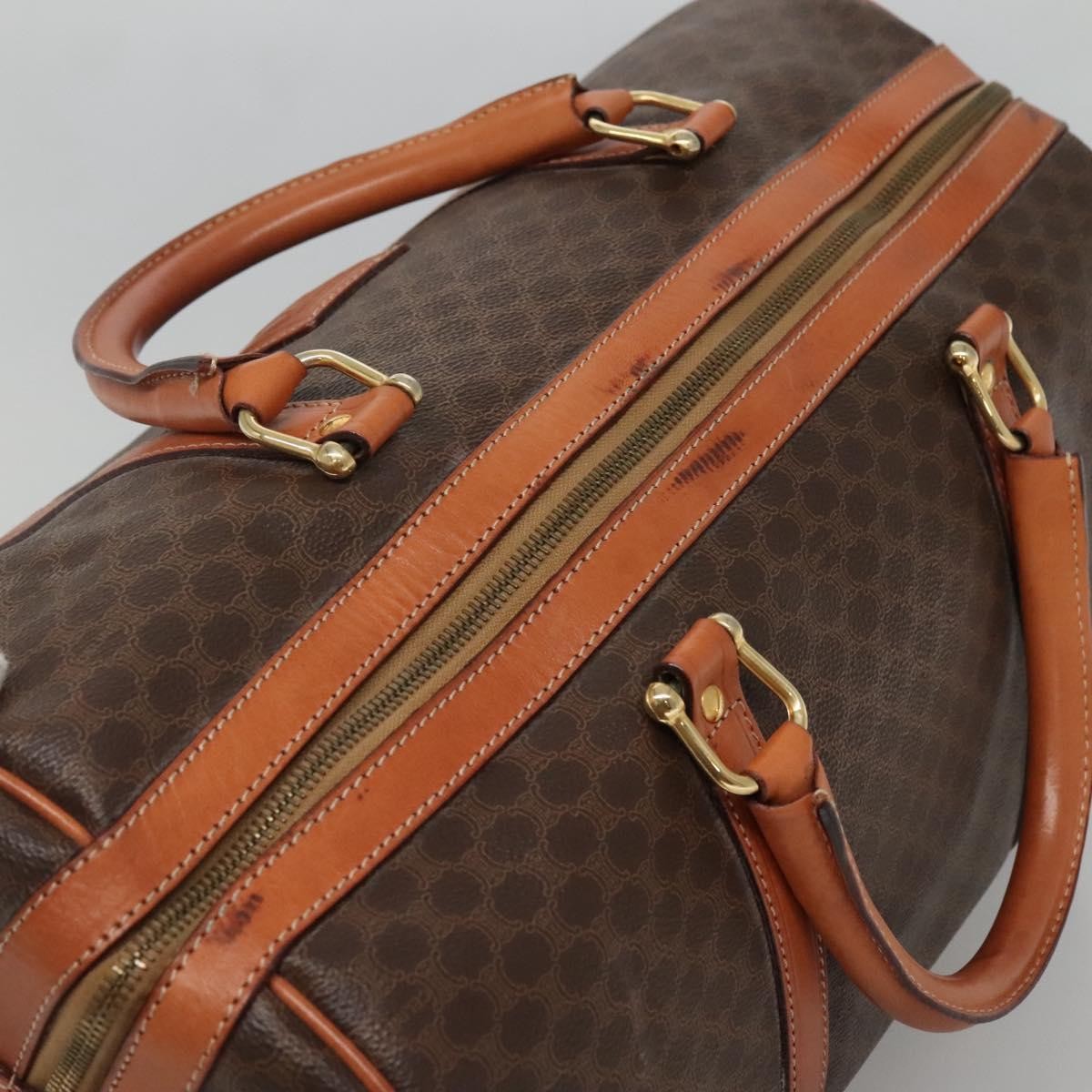 Celine Vintage Duffle Bag Macadam Coated Canvas, BROWN, CANVAS, Travel bag