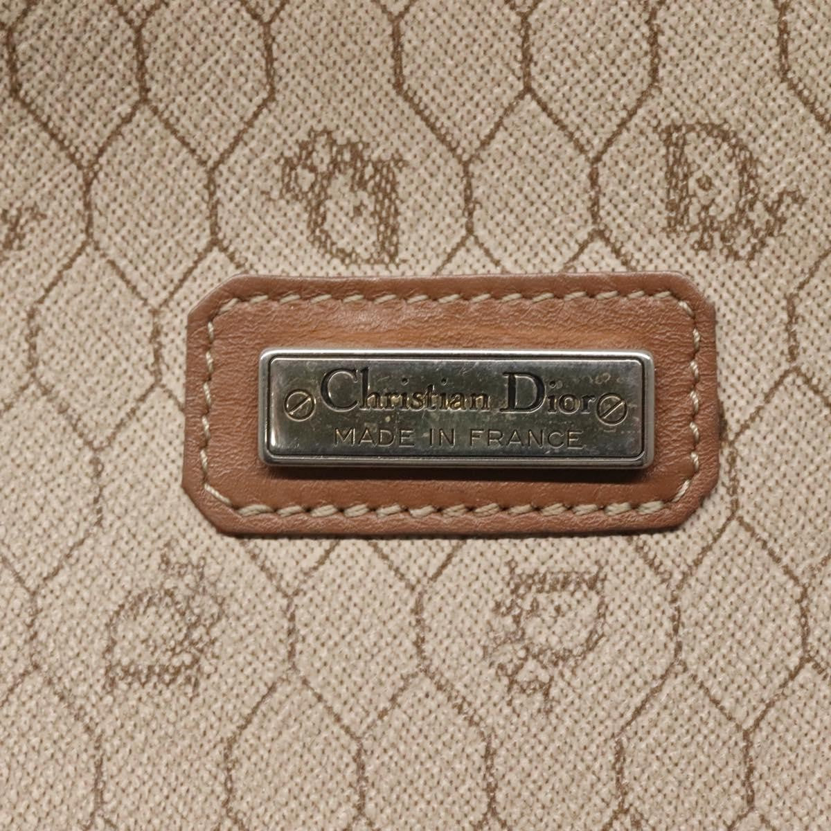 Christian Dior Vintage Honeycomb Zip Pouch Coated Canvas, BEIGE, CANVAS, Clutche & pouche