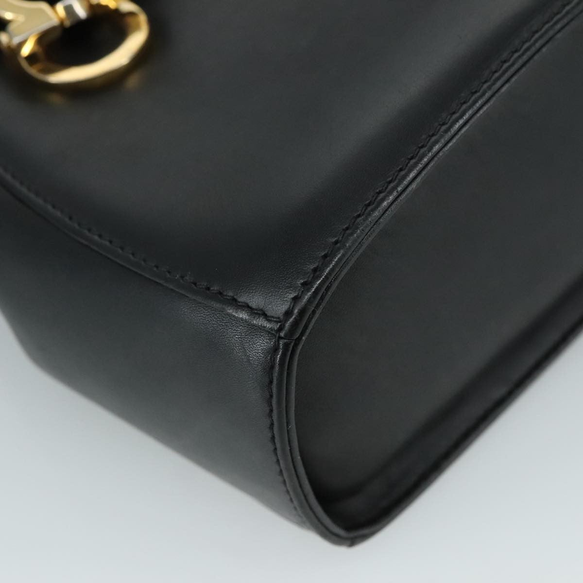 Salvatore Ferragamo Gancini handbag Leather, BLACK, LEATHER, Handbag