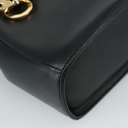 Salvatore Ferragamo Gancini handbag Leather, BLACK, LEATHER, Handbag