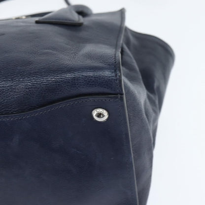 Prada Cuir Convertible Shopping Tote Leather, NAVY, LEATHER, Handbag