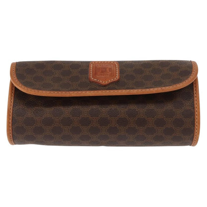 Celine Macadam Pochette Canvas and Leather, BROWN, CANVAS, Clutche & pouche