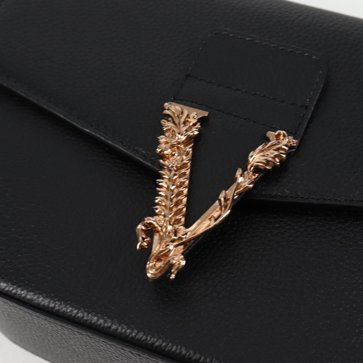 Versace Virtus Flap Messenger Bag Leather, BLACK, LEATHER, Crossbody bag