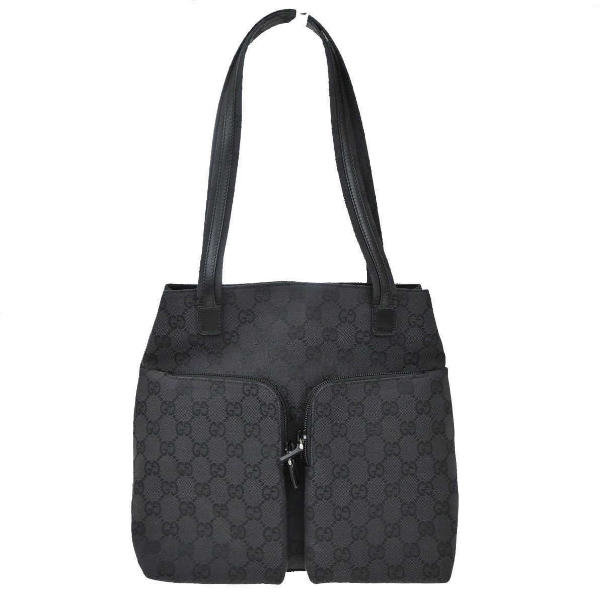 Gucci Double Pocket Tote GG Canvas, BLACK, CANVAS, Tote bag
