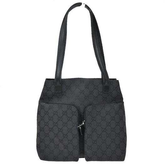 Gucci Double Pocket Tote GG Canvas, BLACK, CANVAS, Tote bag