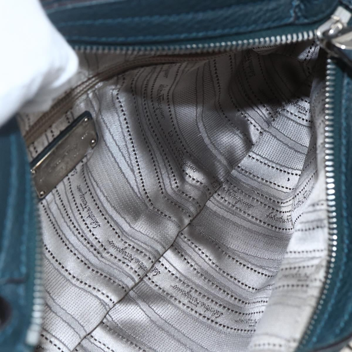 Salvatore Ferragamo Gancini handbag Leather, GREEN, LEATHER, Handbag