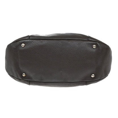 Salvatore Ferragamo Gancini handbag Leather, GRAY, LEATHER, Handbag