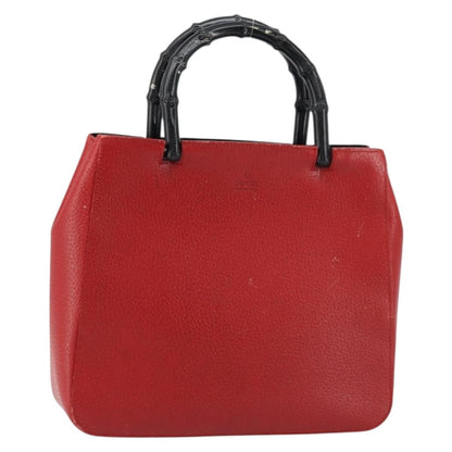 Gucci Vintage Bamboo Handle Bag Leather, RED, LEATHER, Handbag