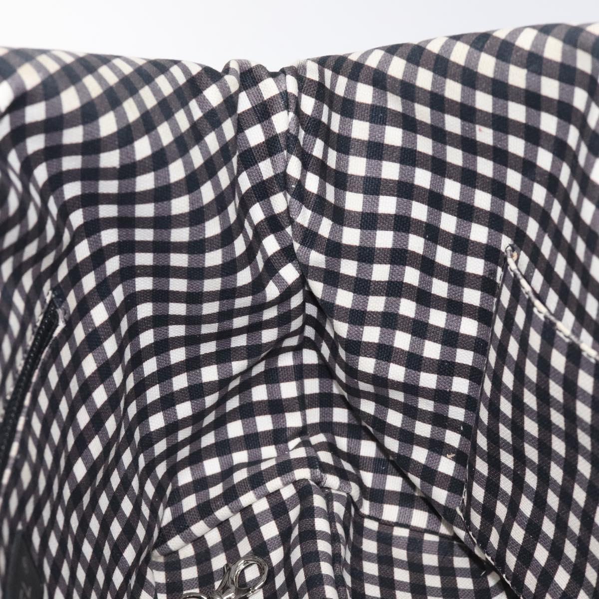 Chanel Top Handle Satchel Gingham Print Canvas, BLACK, CANVAS, Handbag