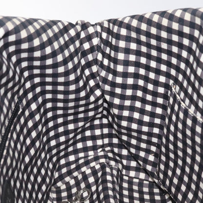 Chanel Top Handle Satchel Gingham Print Canvas, BLACK, CANVAS, Handbag