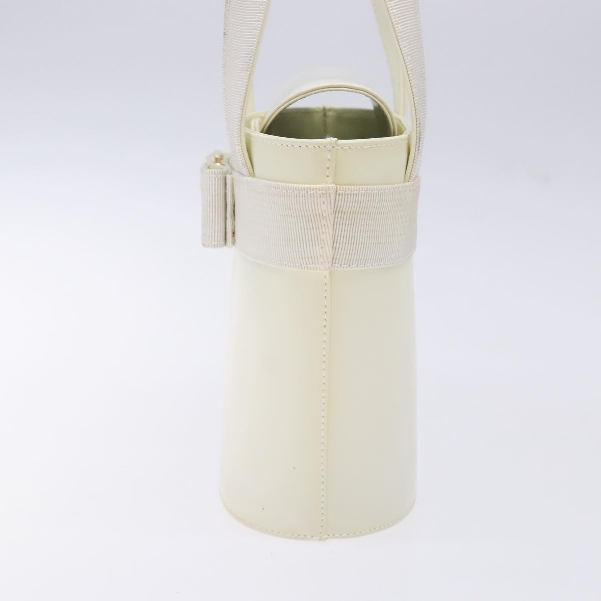 Salvatore Ferragamo Vara Bow Top Handle Bucket Bag Patent Leather, WHITE, PATENT_LEATHER, Handbag