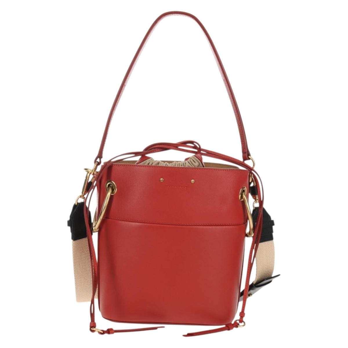 Chloe Roy Bucket Bag Leather, RED, LEATHER, Shoulder bag
