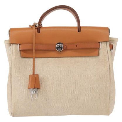 Hermes Herbag A Dos Backpack Toile, BEIGE, CANVAS, Backpack