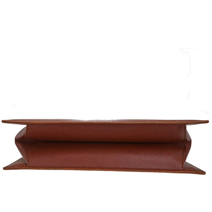 Salvatore Ferragamo Double Gancini Top Handle Bag Saffiano Leather, Brown, Leather, Handbag