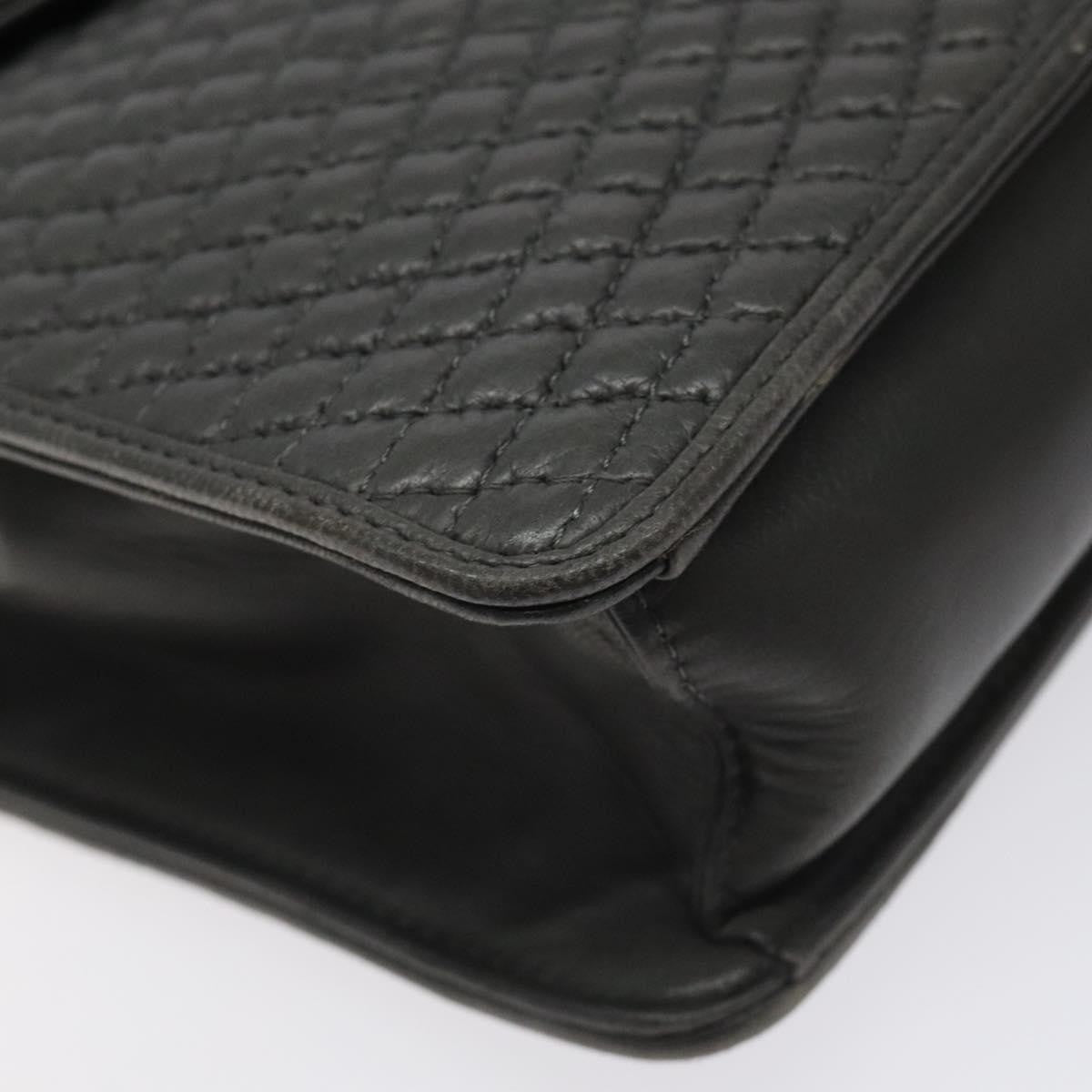 Bally Vintage Handbag Quilted Leather, GRAY, LEATHER, Handbag