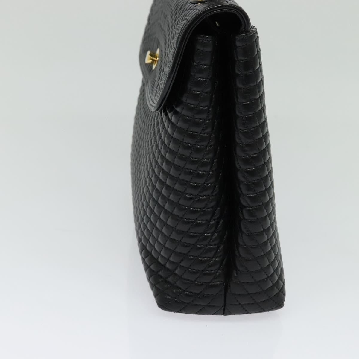 Bally Vintage Handbag Quilted Leather, BLACK, LEATHER, Handbag