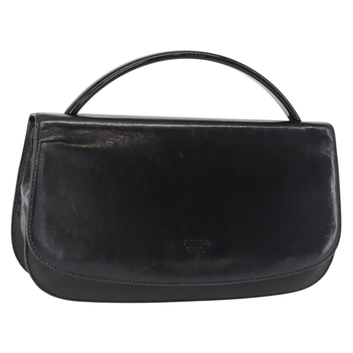 Prada Vintage Handbag Leather, BLACK, LEATHER, Handbag