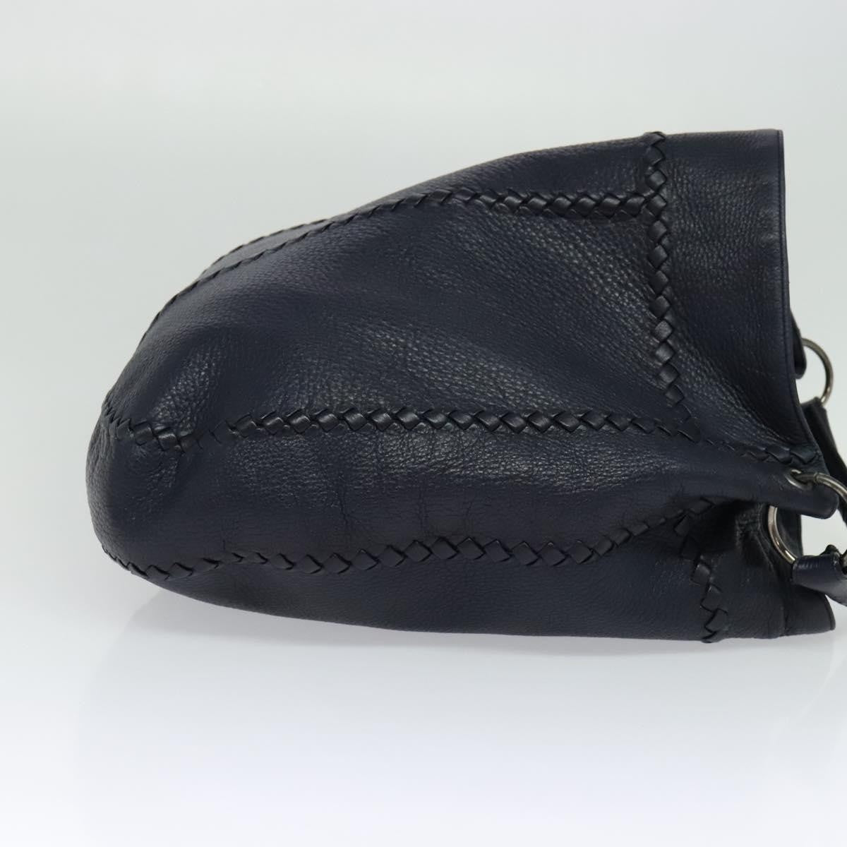 Bottega Veneta Open Hobo Cervo with Intrecciato Detail, NAVY, LEATHER, Shoulder bag
