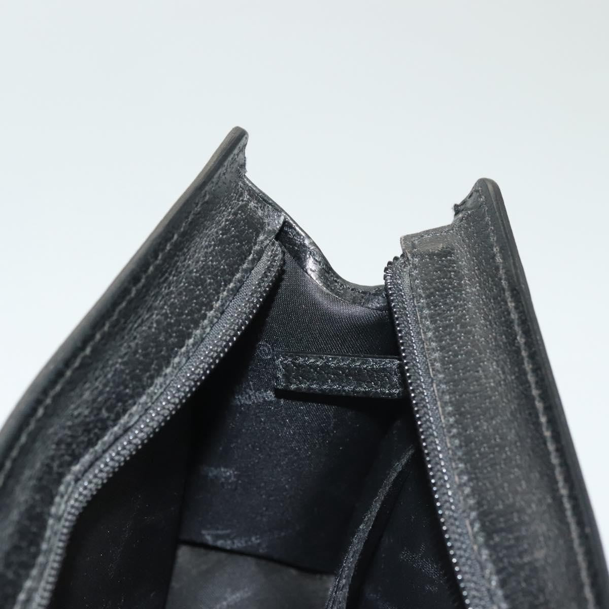 Salvatore Ferragamo Logo Zip Pouch Leather, BLACK, LEATHER, Clutche & pouche