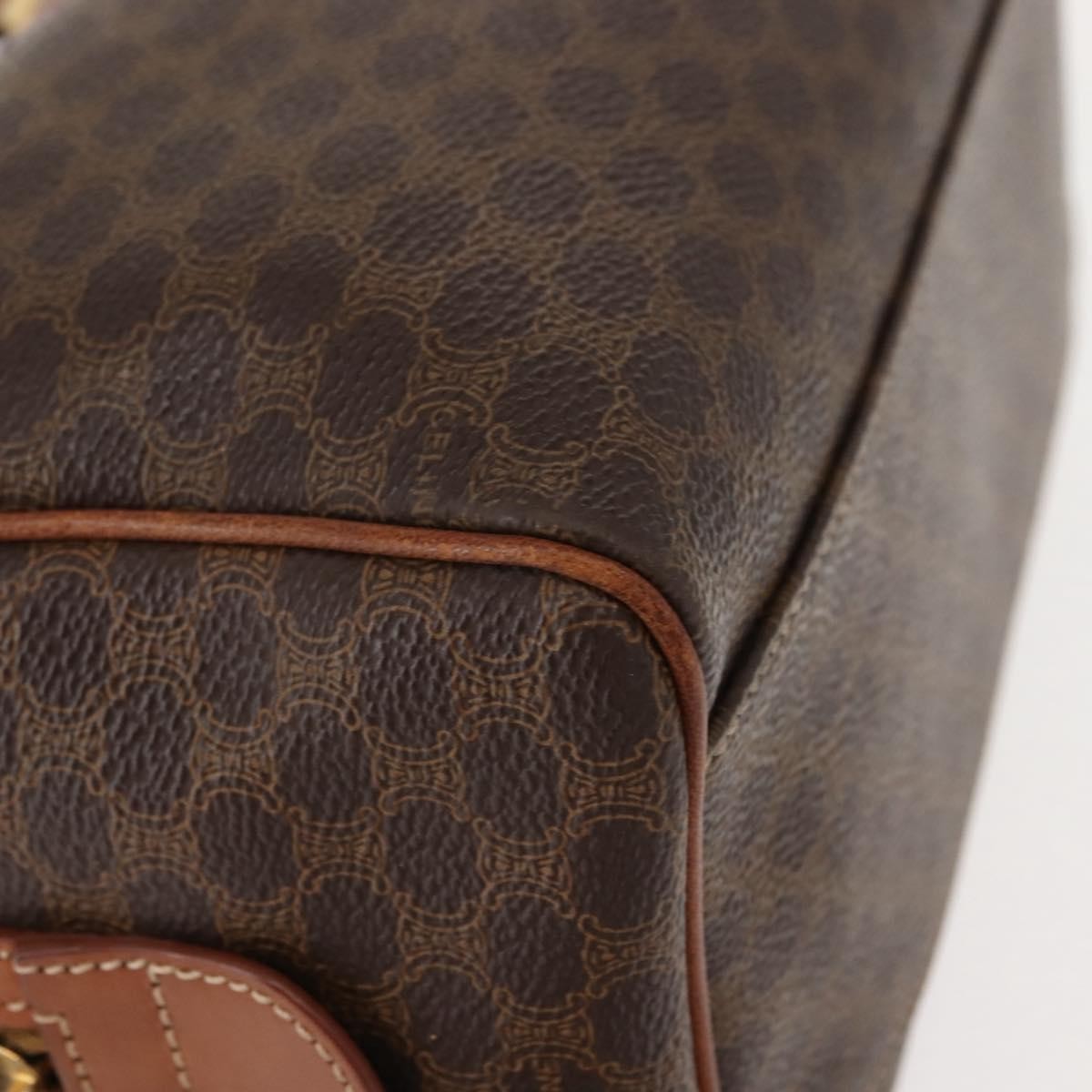 Celine Macadam Handbag Macadam with leather, BROWN, CANVAS, Handbag