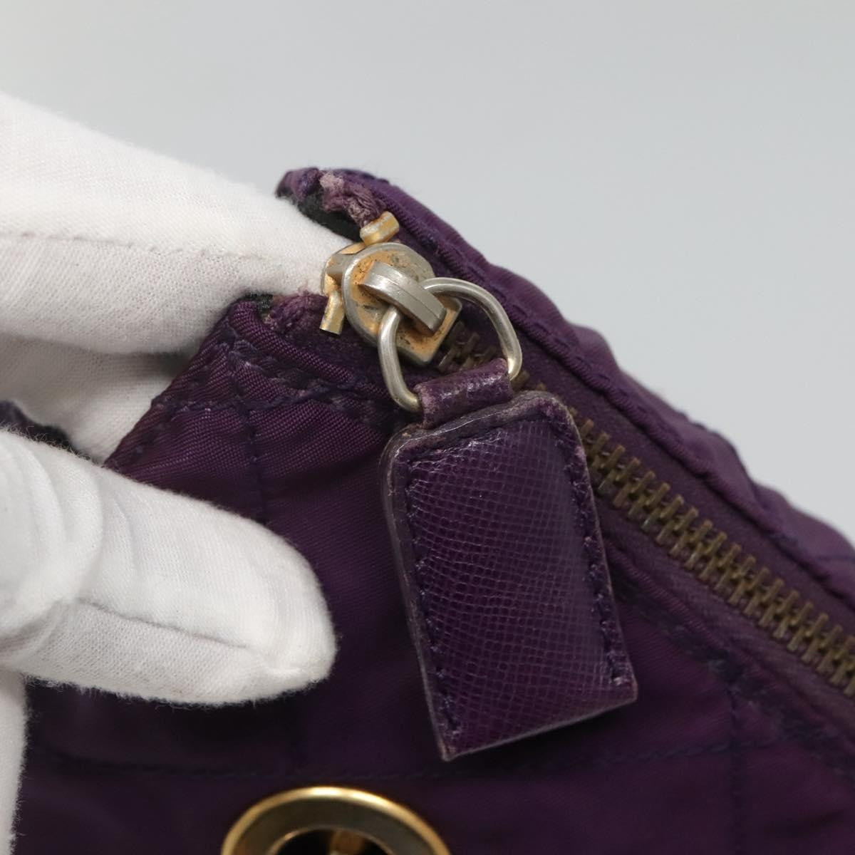 Prada Chain Shoulder Bag Quilted Tessuto, PURPLE, NYLON, Shoulder bag