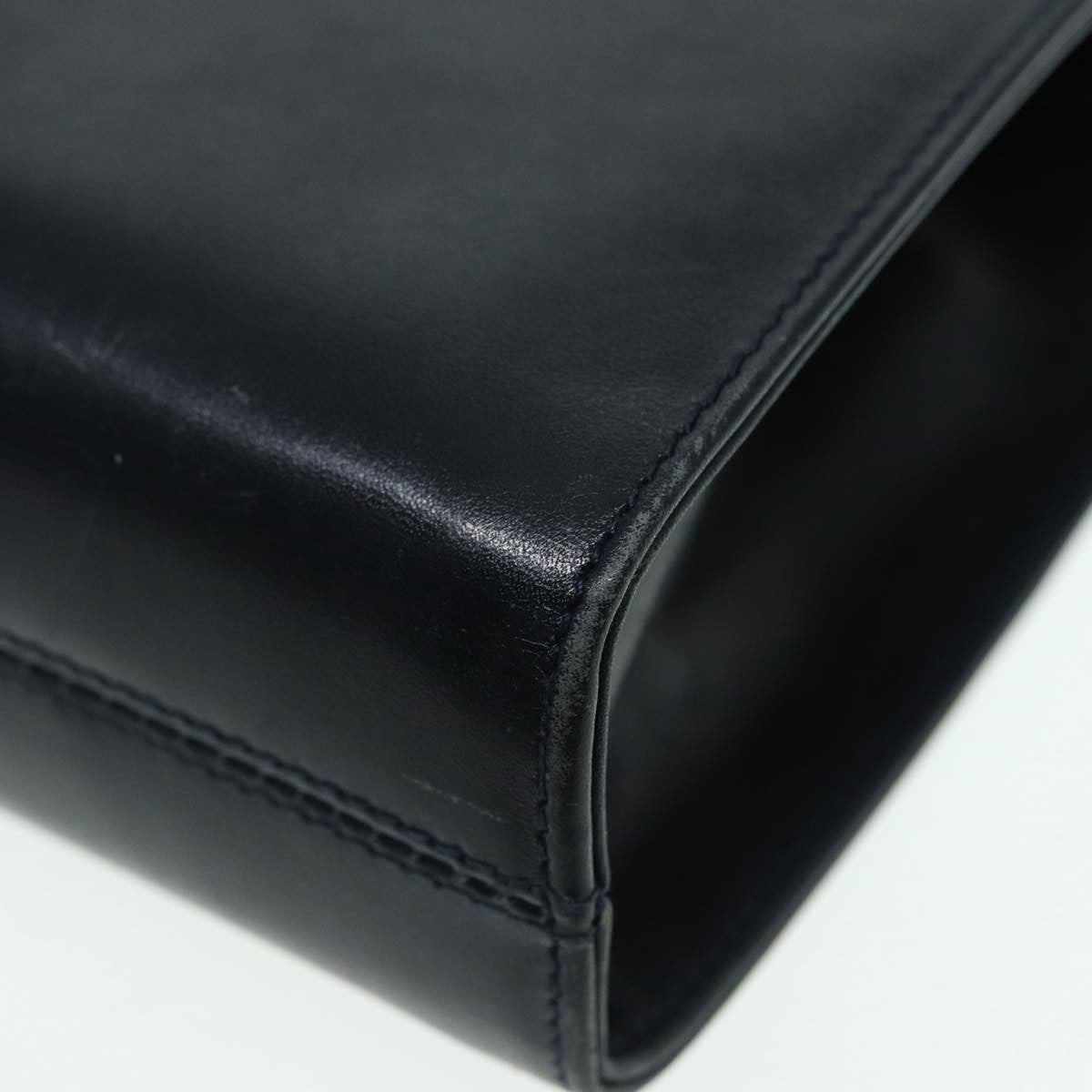 Salvatore Ferragamo Vintage Gancini Chain Shoulder Bag Leather, NAVY, LEATHER, Shoulder bag