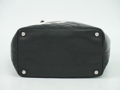 Chanel Cambon Tote Quilted Leather, BLACK, LEATHER, Tote bag