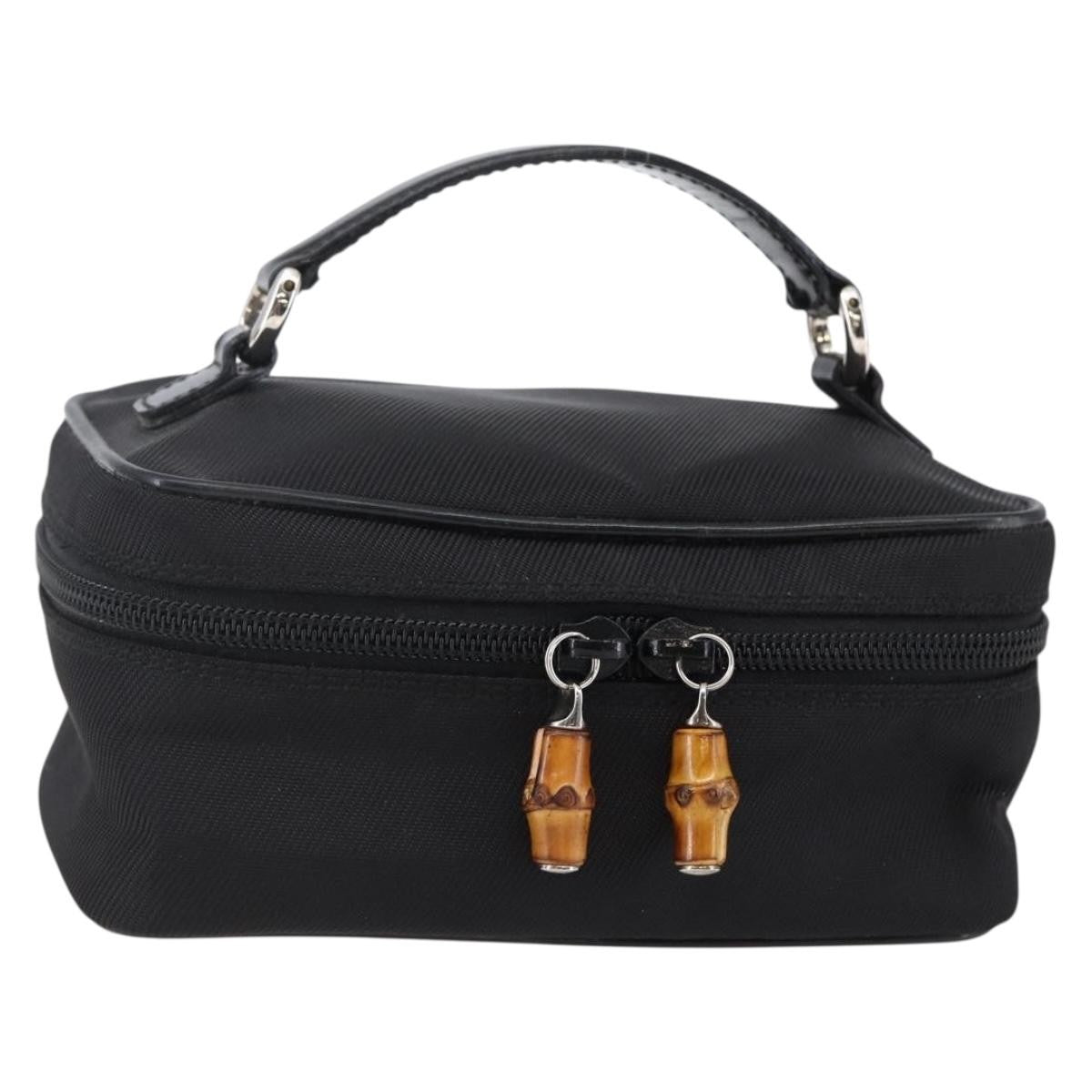 Gucci Vintage Bamboo Vanity Case Nylon, Black, Nylon, Handbag