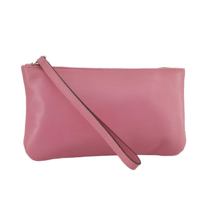 Valentino Garavani Zip Pouch Leather, PINK, LEATHER, Clutche & pouche