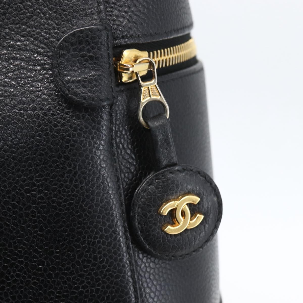 Chanel Vintage Timeless Cosmetic Case Caviar, BLACK, LEATHER, Clutche & pouche