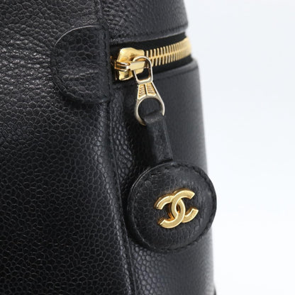Chanel Vintage Timeless Cosmetic Case Caviar, BLACK, LEATHER, Clutche & pouche