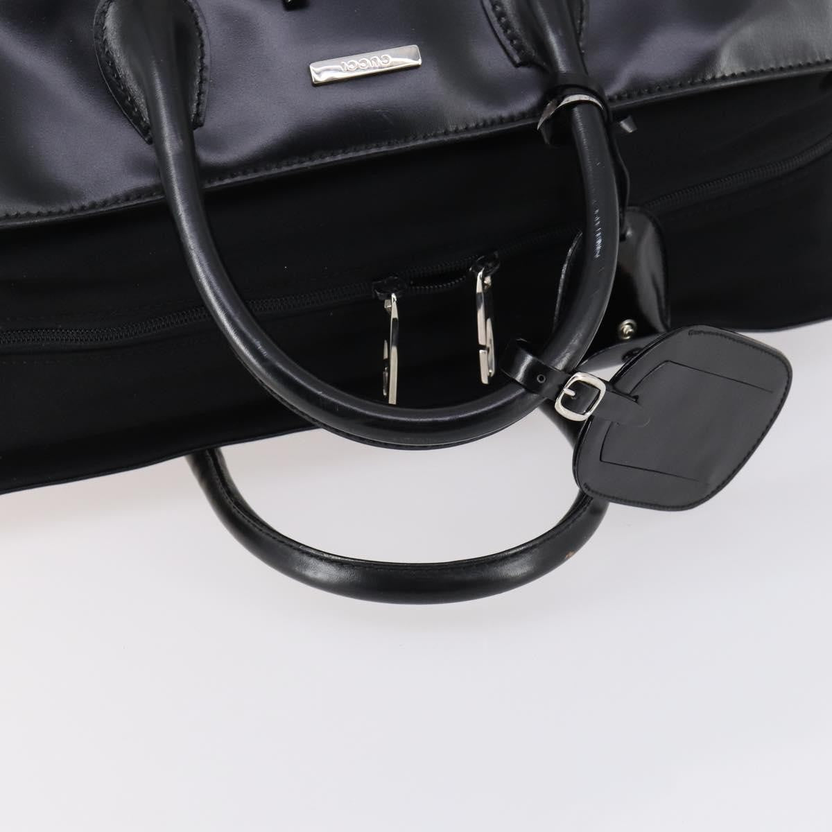 Gucci Travel Boston Bag Leather with Nylon, BLACK, LEATHER, Travel bag