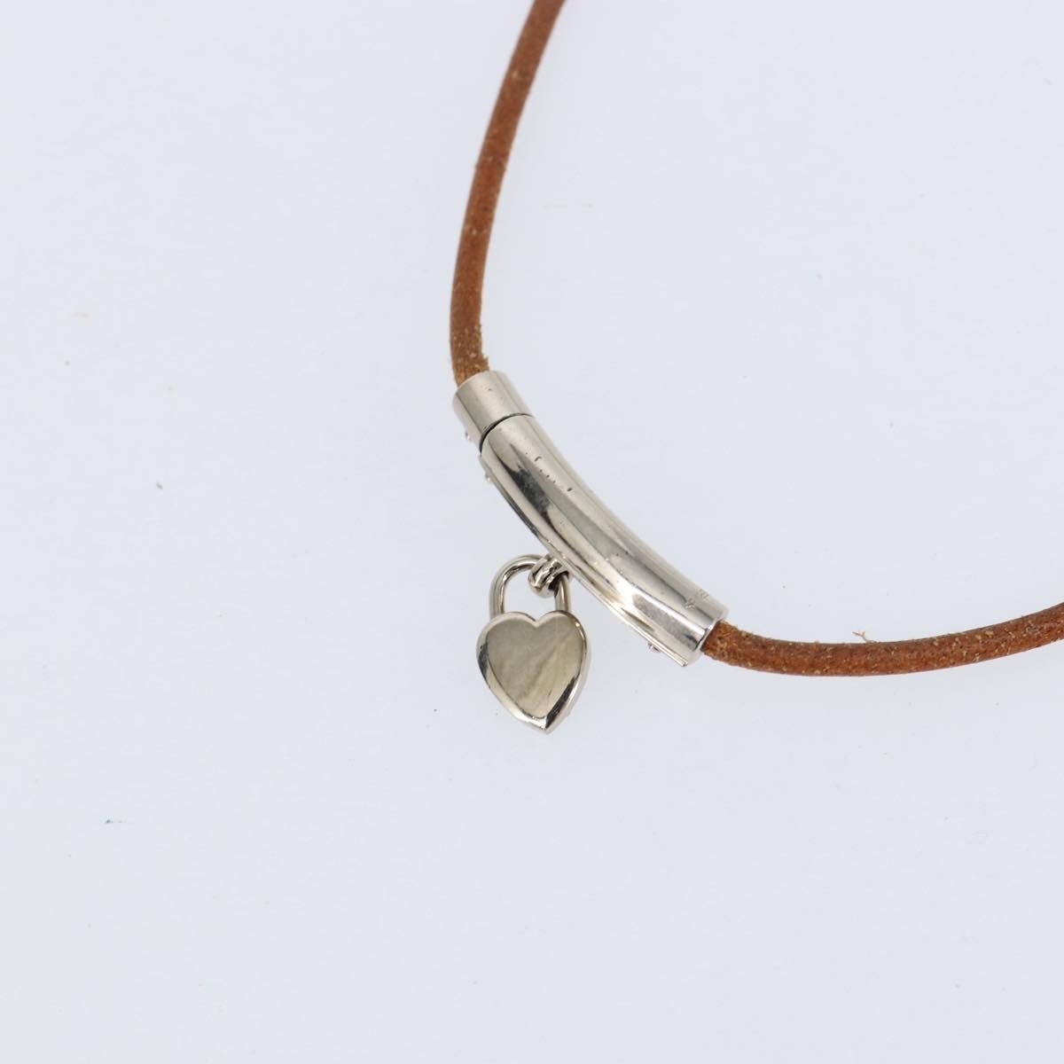 Hermes Annee Mediterranee Cadena Charm Necklace Metal and Leather, BROWN, LEATHER, Necklace