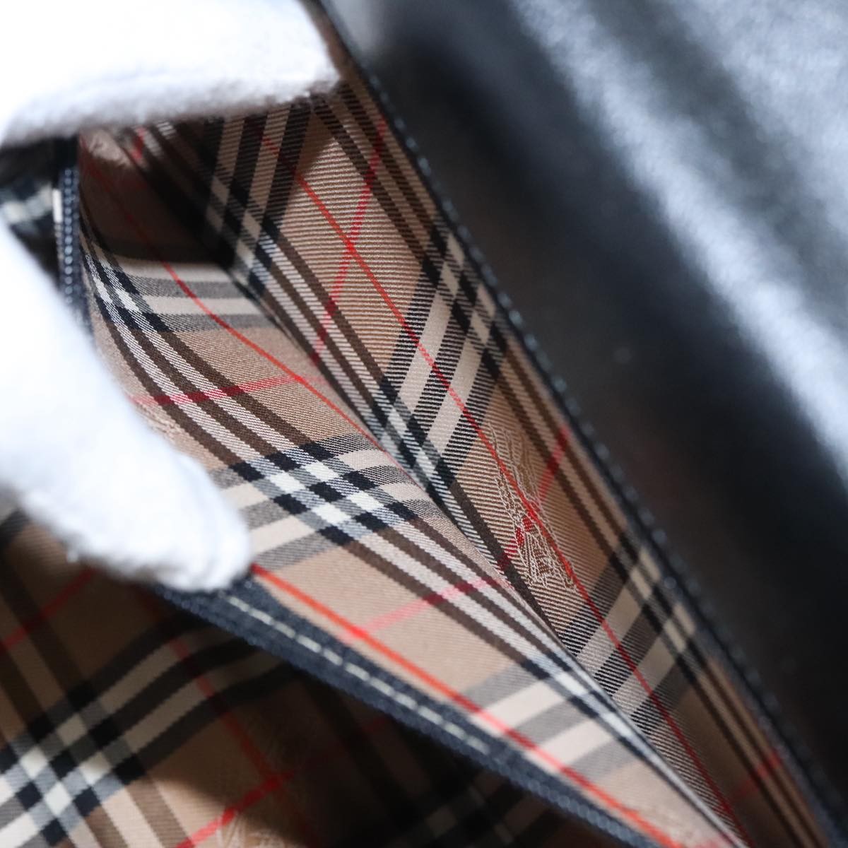 Burberry Vintage Handbag Leather, BLACK, LEATHER, Handbag