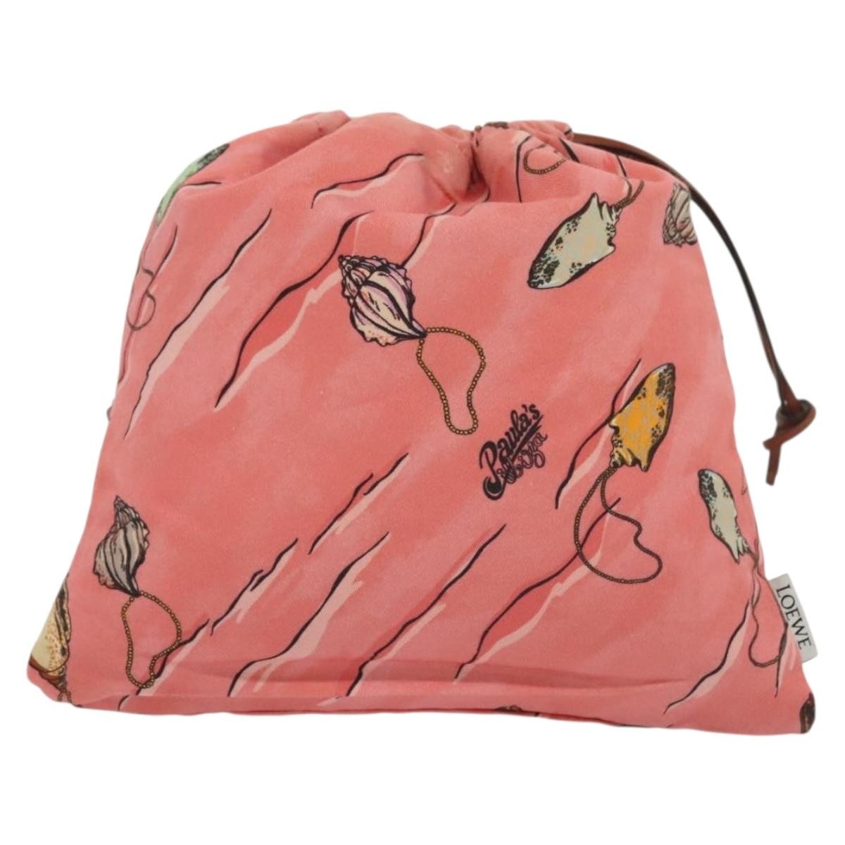 Loewe Drawstring Pouch Printed Canvas, PINK, CANVAS, Clutche & pouche