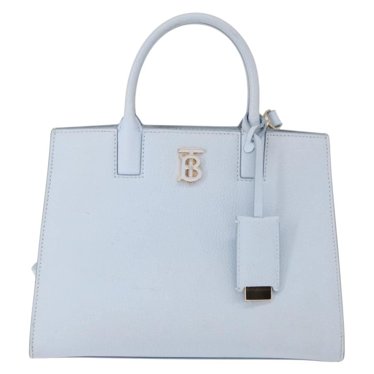 Burberry Frances Tote Leather, BLUE, LEATHER, Handbag