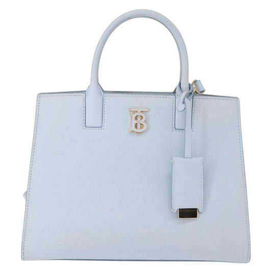 Burberry Frances Tote Leather, BLUE, LEATHER, Handbag