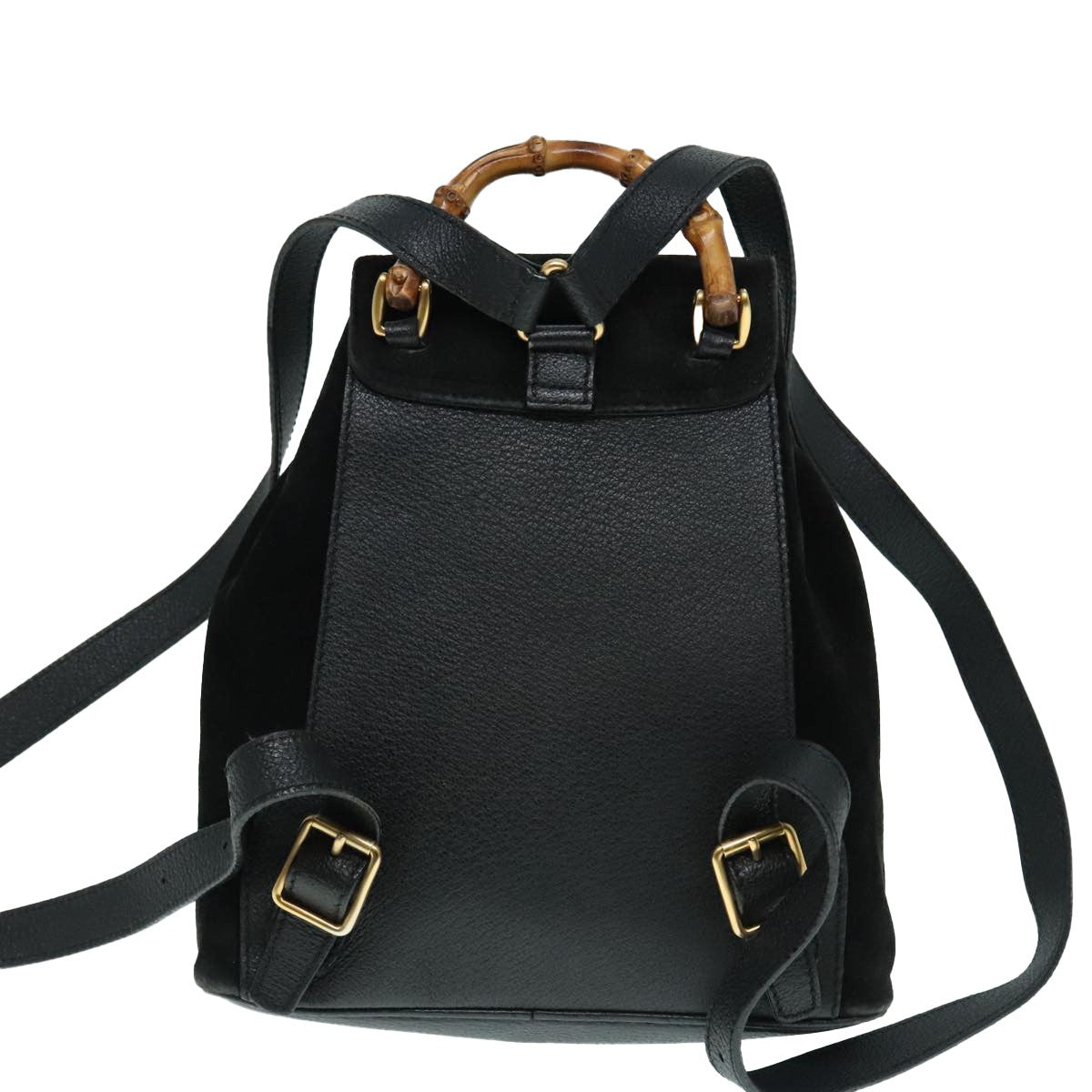 Gucci Vintage Bamboo Backpack Suede, BLACK, SUEDE, Backpack