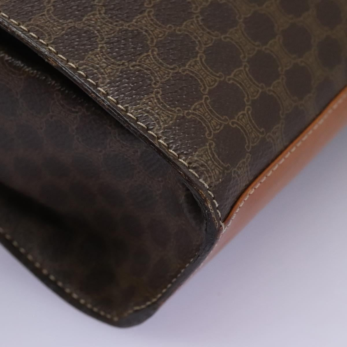 Celine Vintage Macadam Circle Logo Shoulder Bag Canvas and Leather, BROWN, CANVAS, Shoulder bag