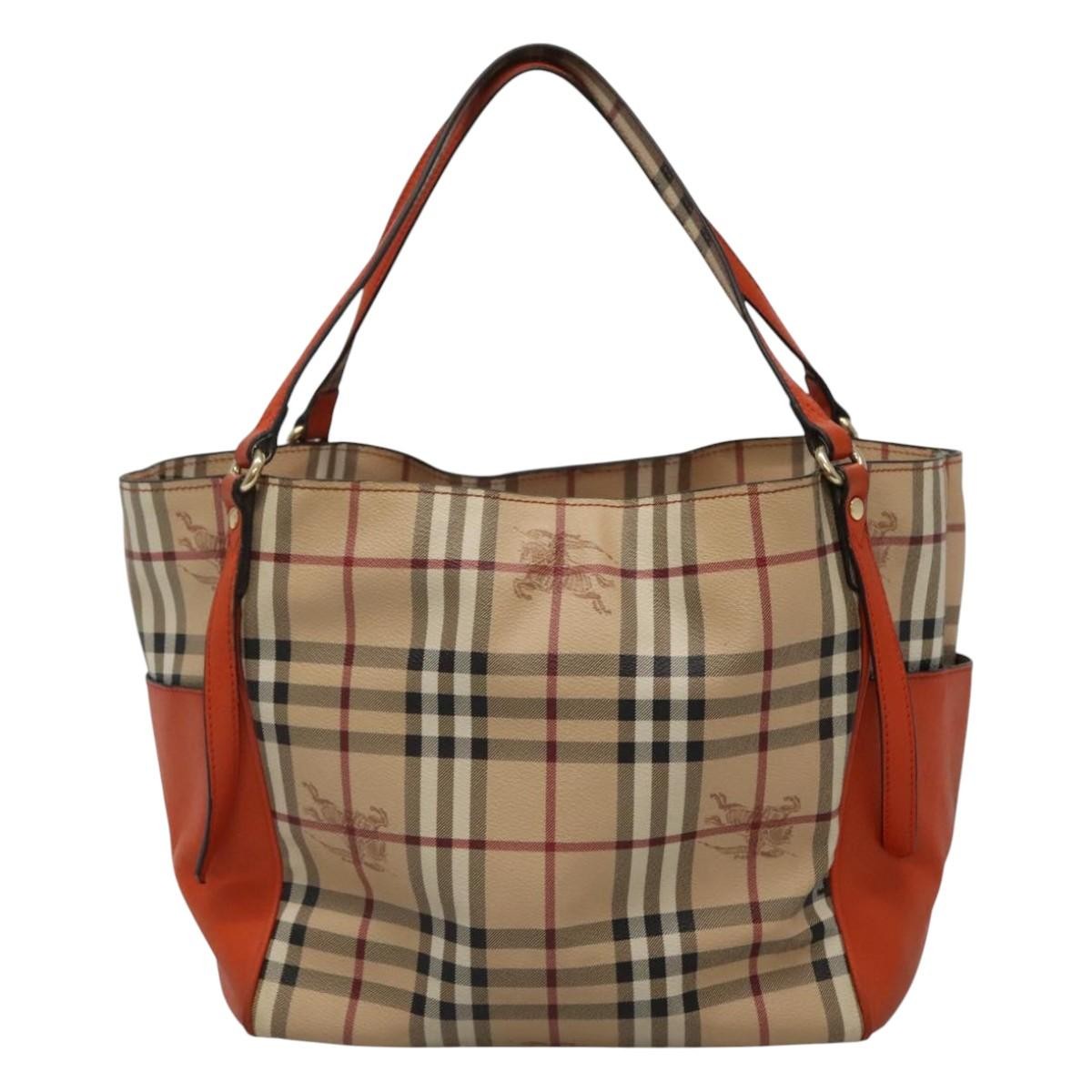 Burberry Canterbury Panels Tote Haymarket Coated Canvas and Leather, BEIGE, CANVAS, Tote bag