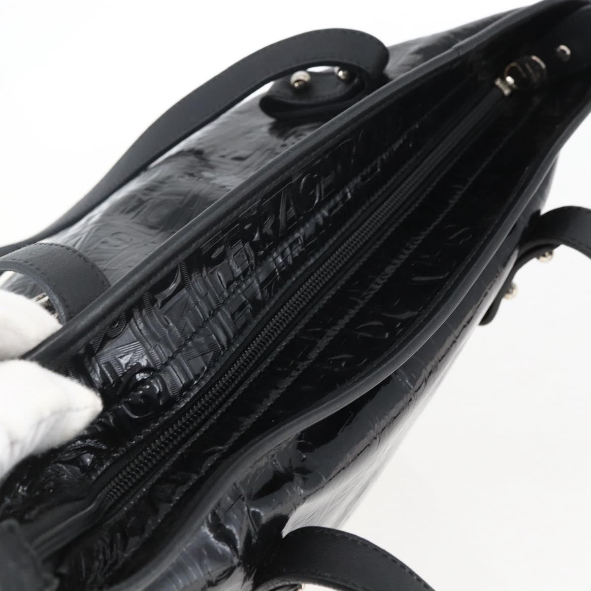 Salvatore Ferragamo Gancini Tote Patent leather, BLACK, PATENT_LEATHER, Tote bag