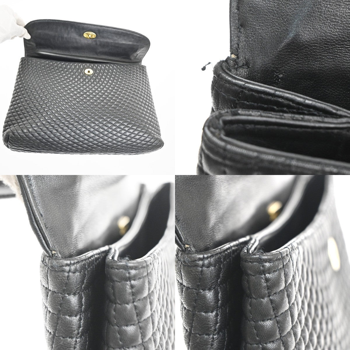 Bally Vintage Handbag Quilted Leather, BLACK, LEATHER, Handbag