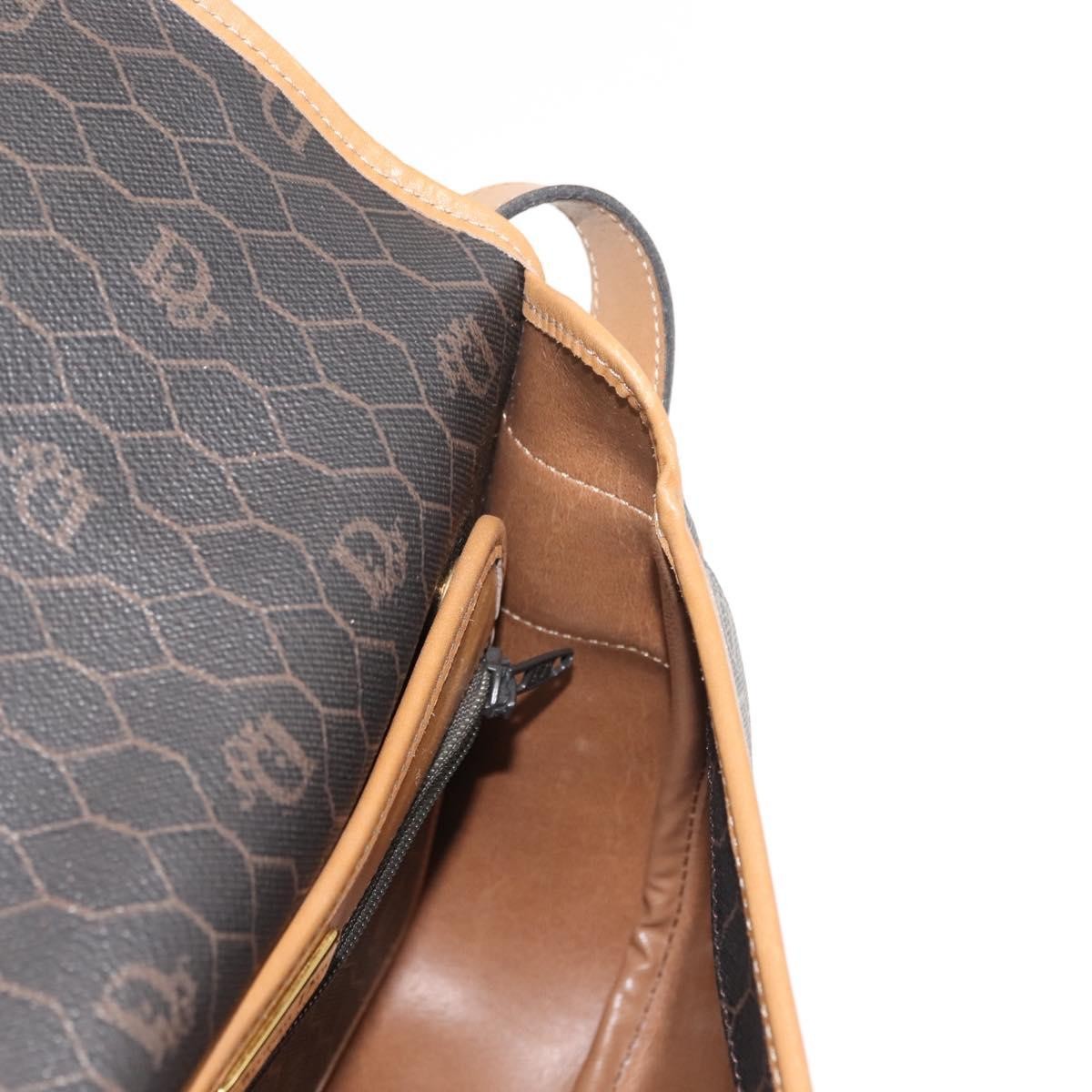 Christian Dior Vintage Honeycomb Shoulder Bag Canvas and Leather, BROWN, CANVAS, Shoulder bag