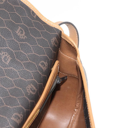 Christian Dior Vintage Honeycomb Shoulder Bag Canvas and Leather, BROWN, CANVAS, Shoulder bag