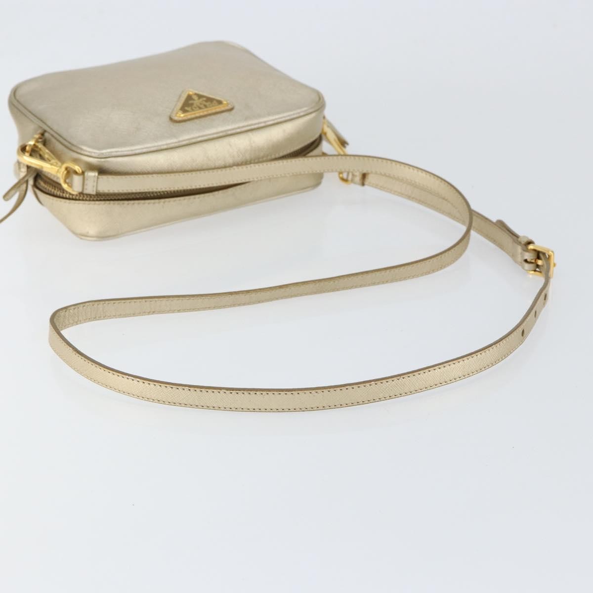 Prada Camera Shoulder Bag Saffiano Leather, GOLD, LEATHER, Shoulder bag
