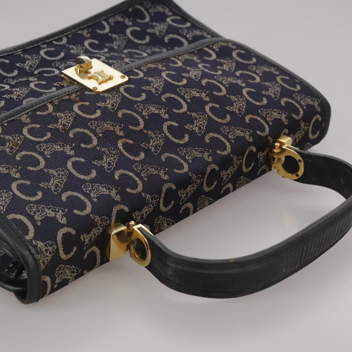 Celine C Sulky Handbag Canvas, NAVY, CANVAS, Handbag
