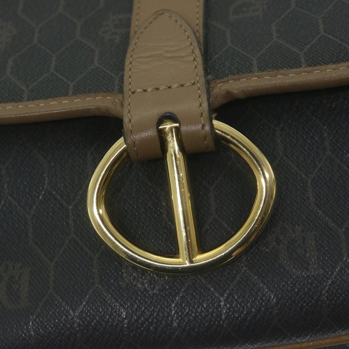 Christian Dior Vintage Honeycomb Flap Crossbody Bag Canvas and Leather, BLACK, CANVAS, Crossbody bag