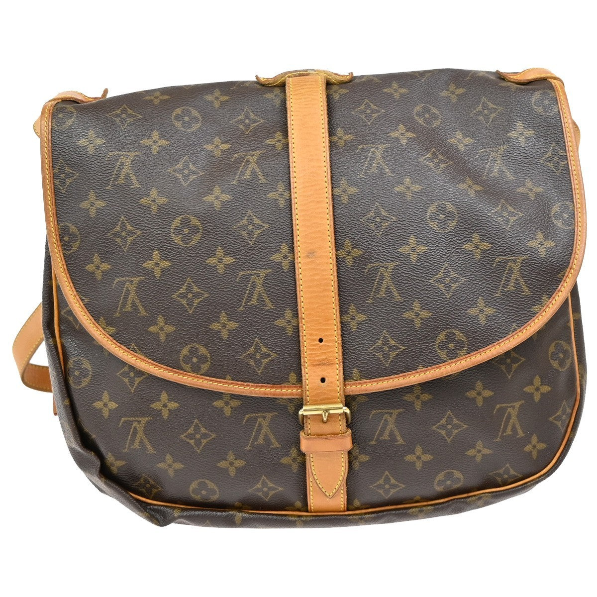 Louis Vuitton Saumur Handbag Monogram Canvas, BROWN, LEATHER, Shoulder bag