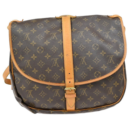 Louis Vuitton Saumur Handbag Monogram Canvas, BROWN, LEATHER, Shoulder bag